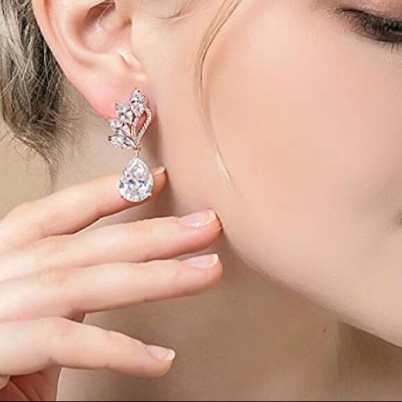 Rhinestone Bride Statement Earrings - Picture 5 of 5